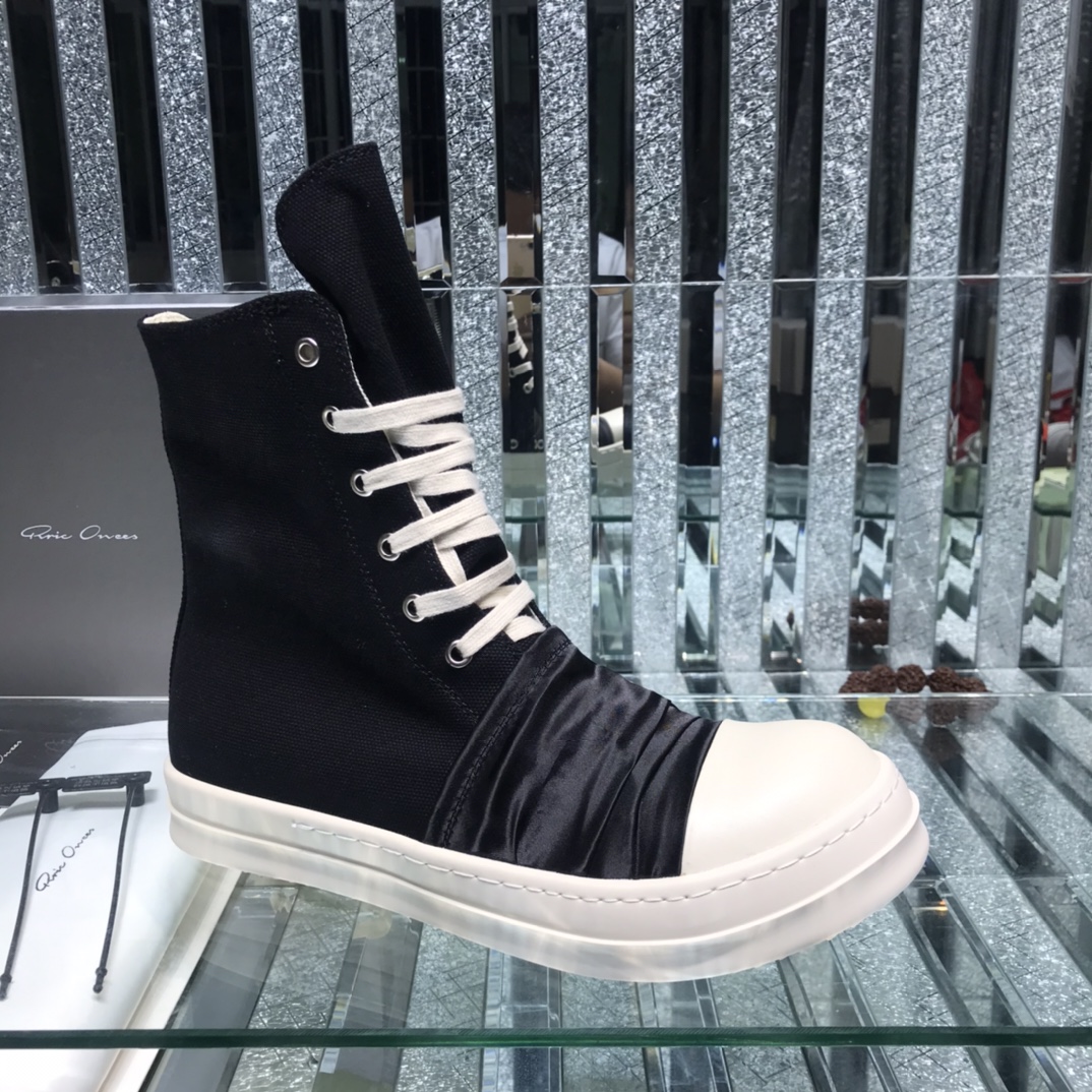 Bagsaaa Rick Owens High-Top Sneakers With Nylon Toe In Black