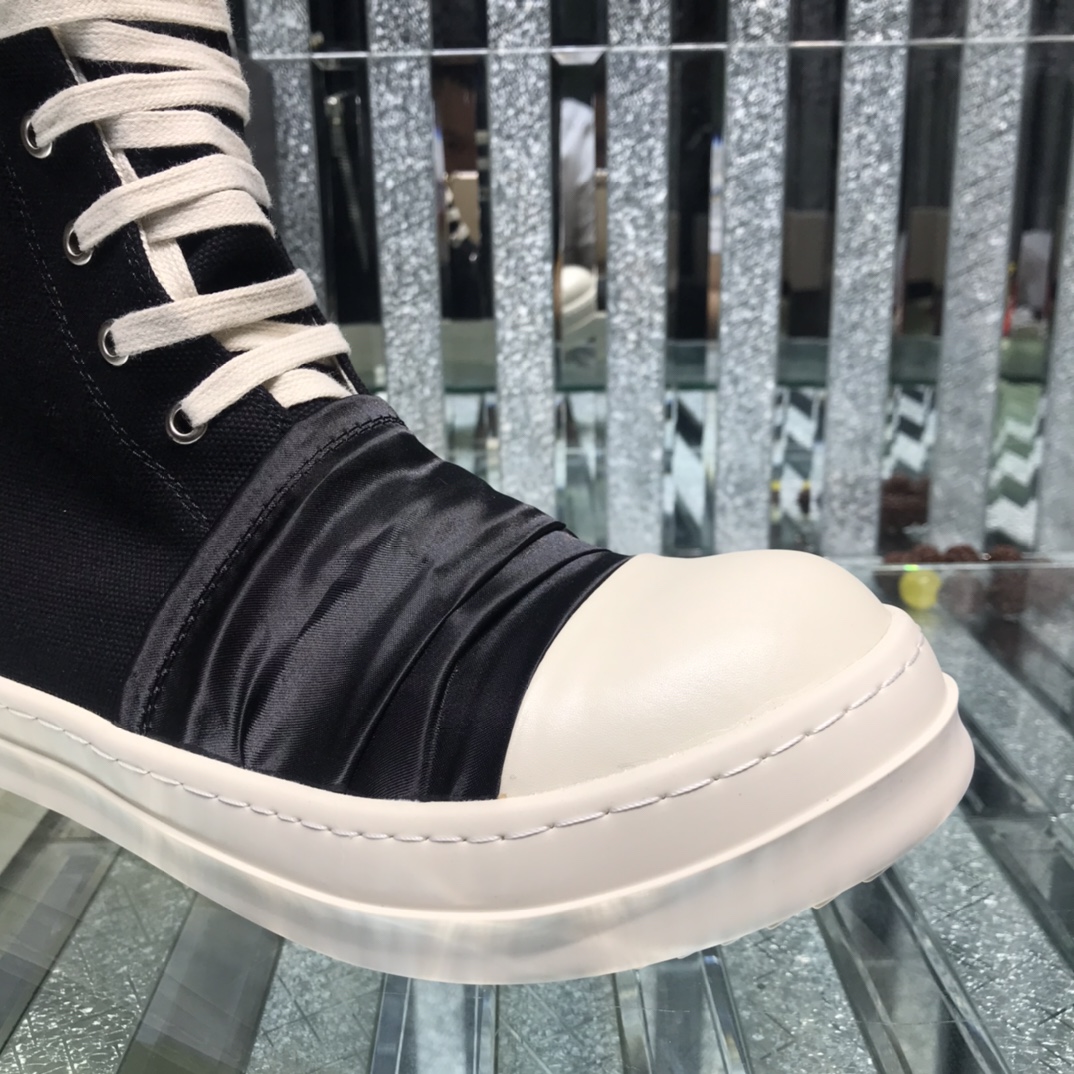 Bagsaaa Rick Owens High-Top Sneakers With Nylon Toe In Black