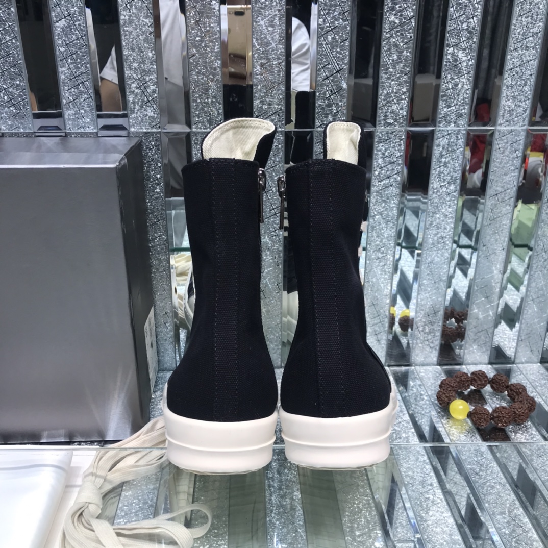 Bagsaaa Rick Owens High-Top Sneakers With Nylon Toe In Black