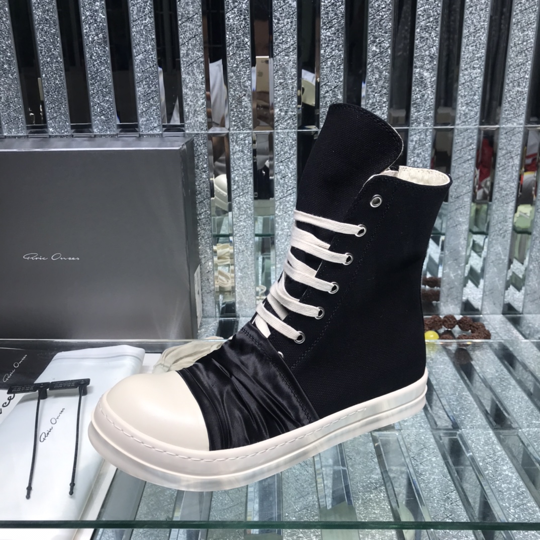 Bagsaaa Rick Owens High-Top Sneakers With Nylon Toe In Black