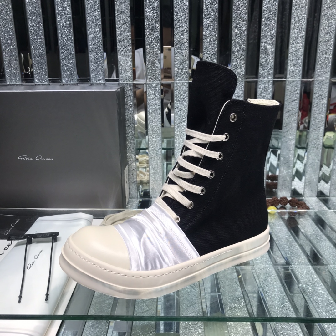 Bagsaaa Rick Owens High-Top Sneakers With Nylon Toe In White