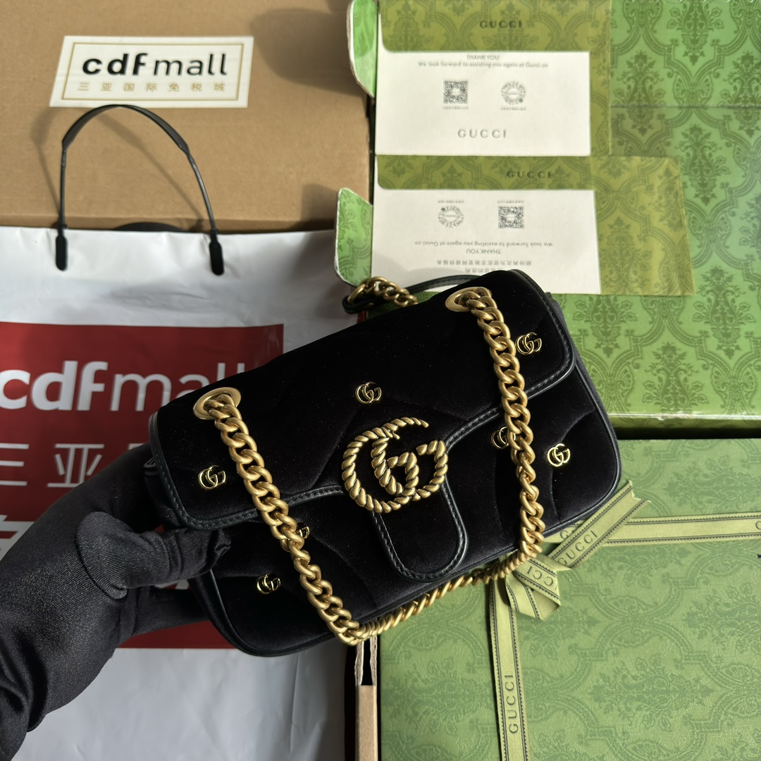Bagsaaa Gvc*1 Small Marmont Black Velvet - 22*13*6CM
