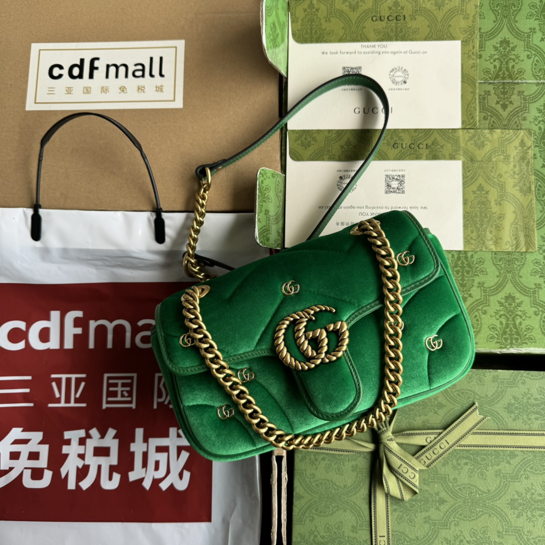 Bagsaaa Gvc*1 Small Marmont Green Velvet - 22*13*6CM