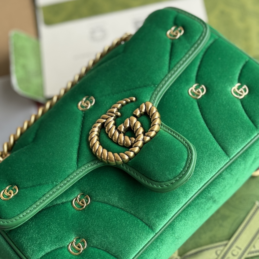 Bagsaaa Gvc*1 Small Marmont Green Velvet - 22*13*6CM