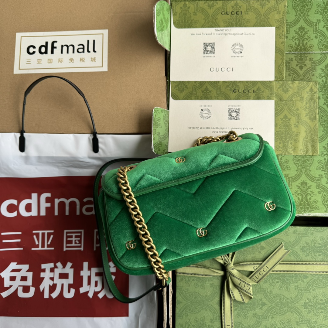 Bagsaaa Gvc*1 Small Marmont Green Velvet - 22*13*6CM