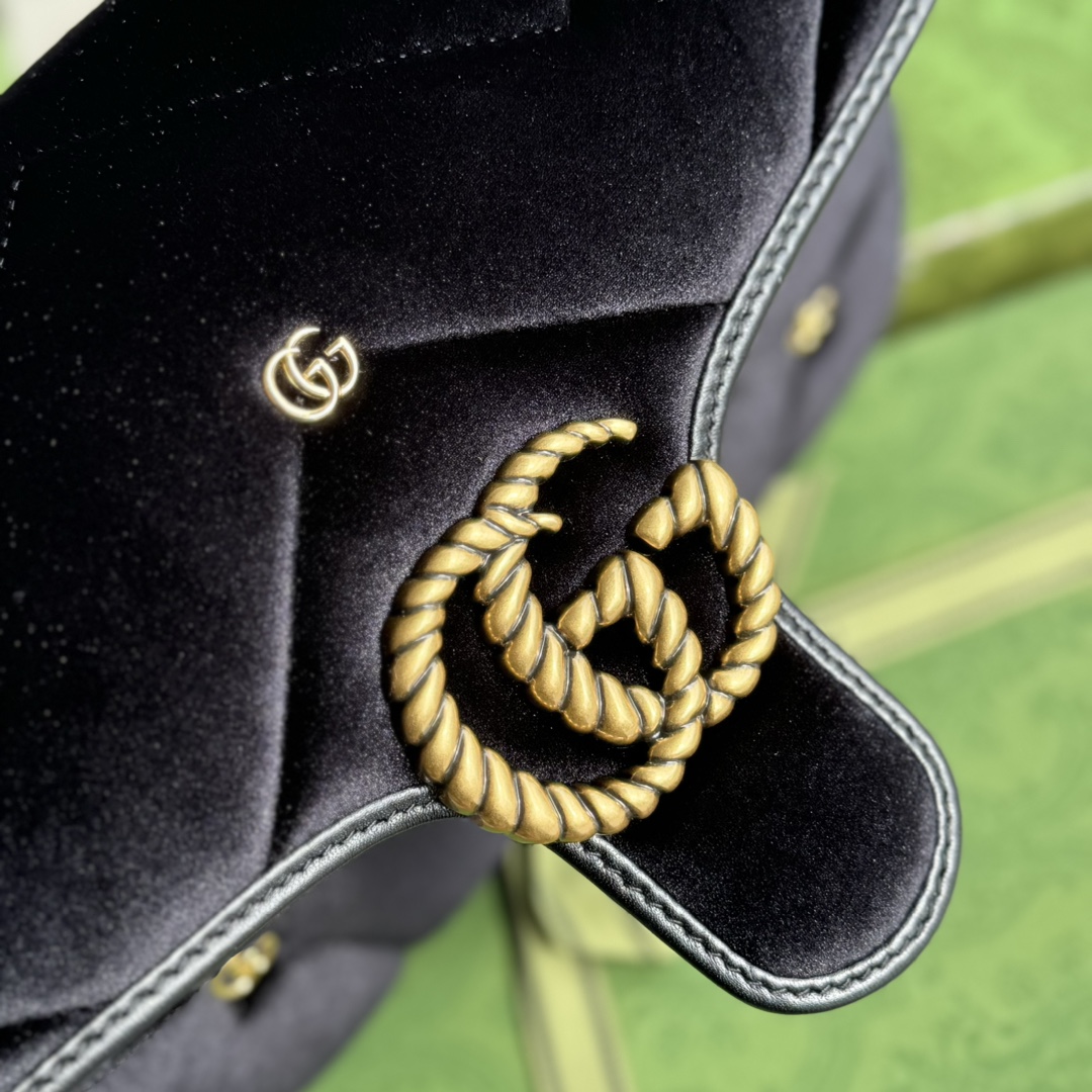 Bagsaaa Gvc*1 GG Marmont Small Shoulder Bag Black Velvet ‎443497 - 26x15x7cm