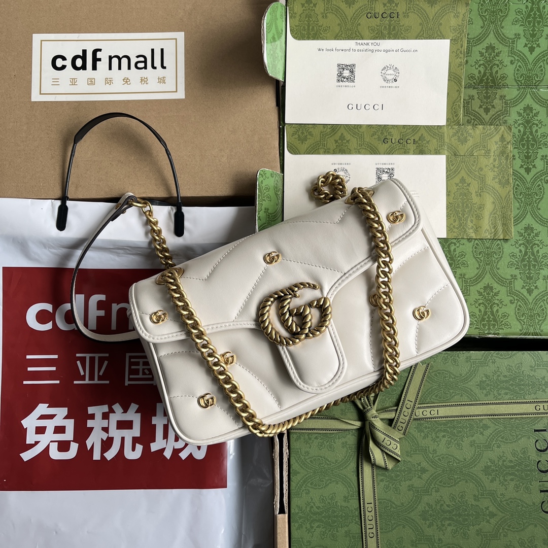 Bagsaaa Gvc*1 Small Marmont White Leather - 26*13*6CM