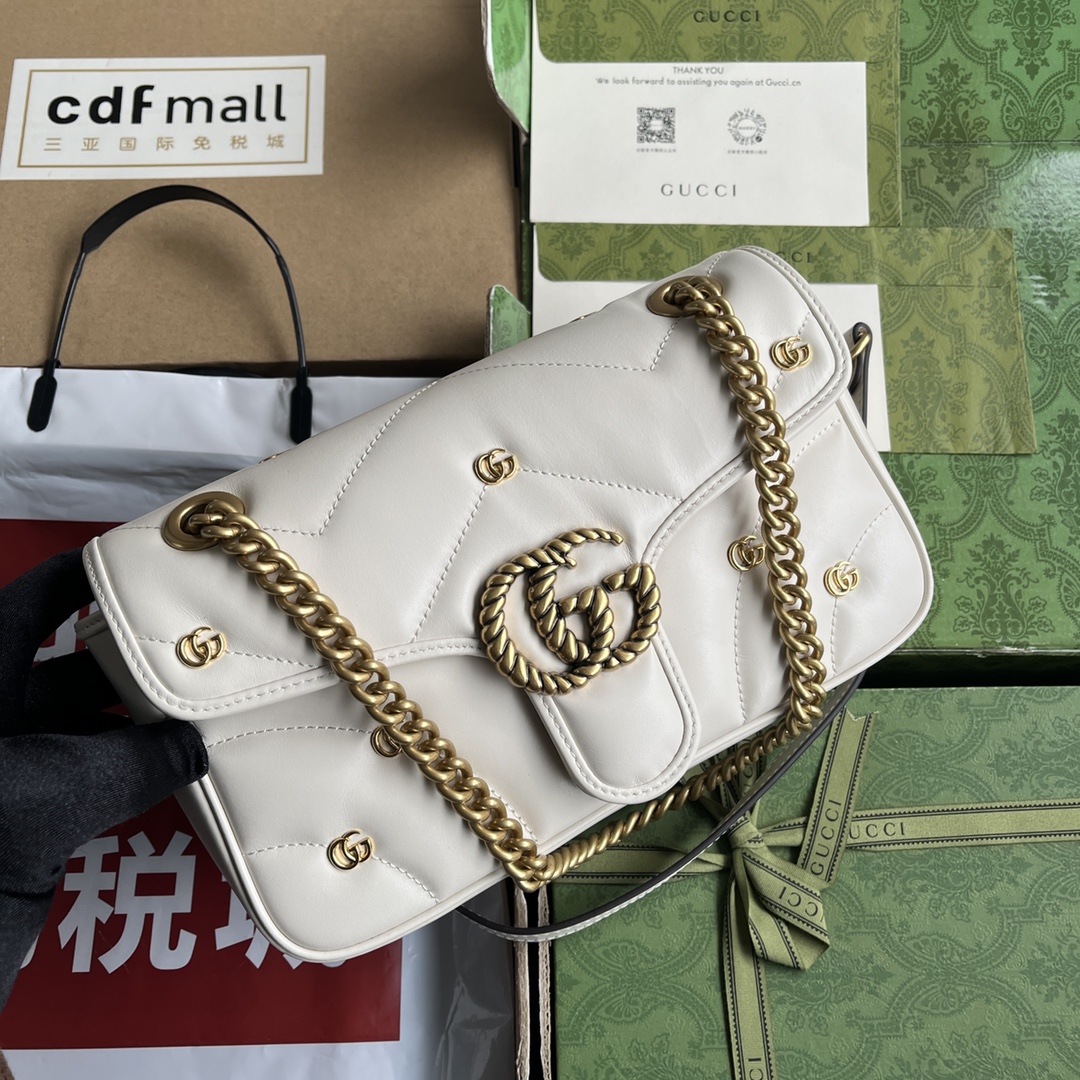 Bagsaaa Gvc*1 Small Marmont White Leather - 26*13*6CM