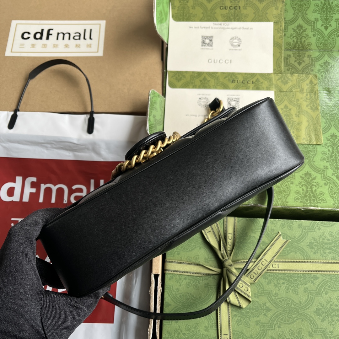 Bagsaaa Gvc*1 Small Marmont Black Leather - 26*13*6CM