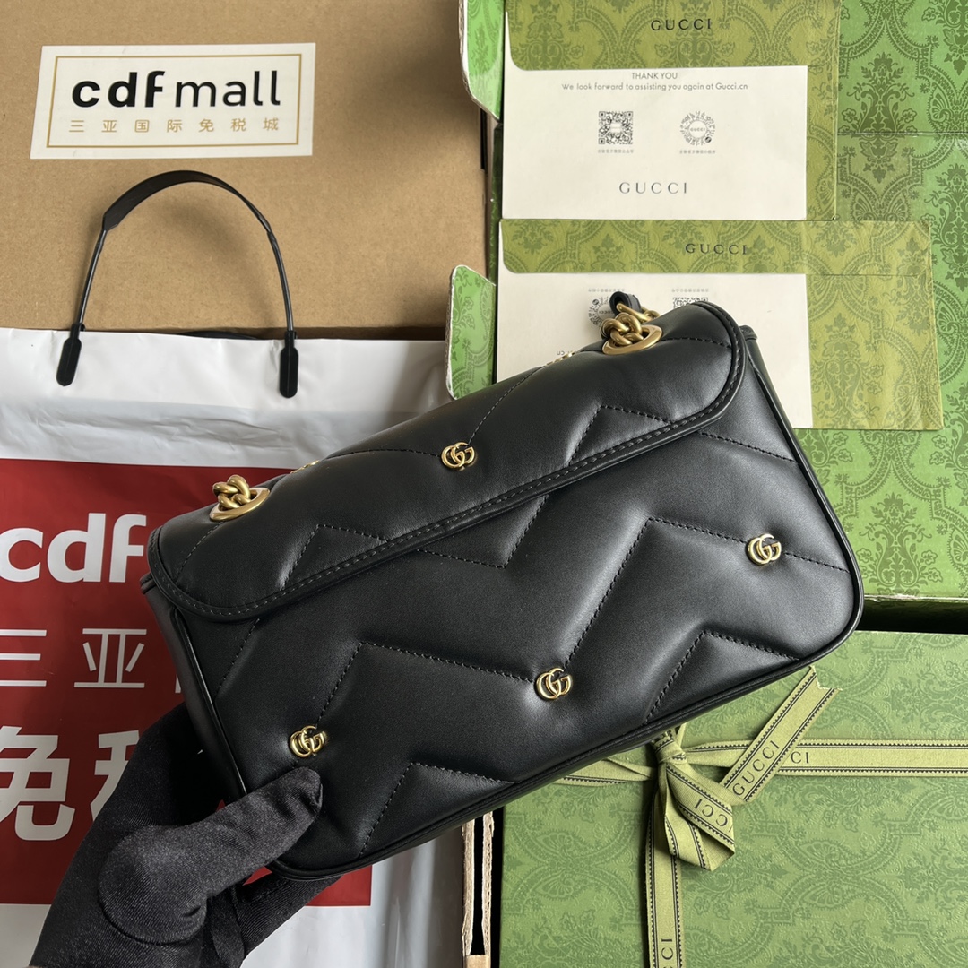 Bagsaaa Gvc*1 Small Marmont Black Leather - 26*13*6CM