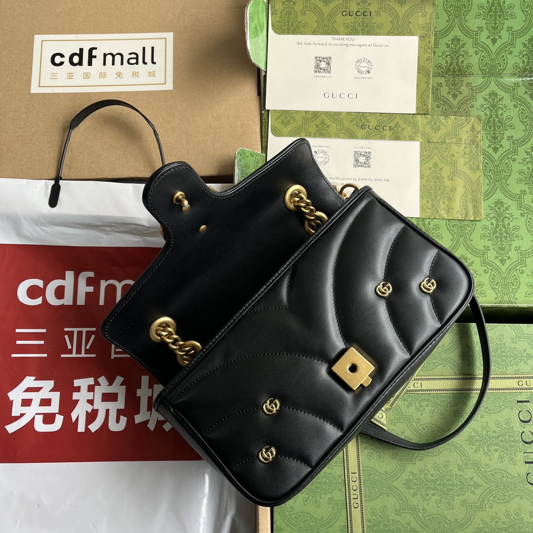 Bagsaaa Gvc*1 Small Marmont Black Leather - 26*13*6CM