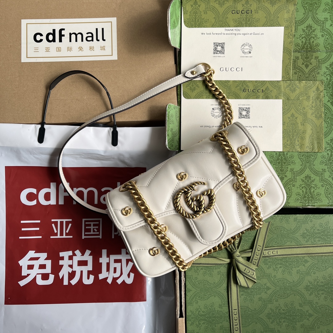 Bagsaaa Gvc*1 Mini Marmont White Leather - 22*13*6cm