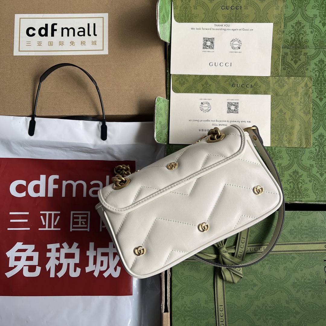 Bagsaaa Gvc*1 Mini Marmont White Leather - 22*13*6cm