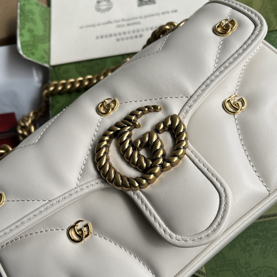 Bagsaaa Gvc*1 Mini Marmont White Leather - 22*13*6cm