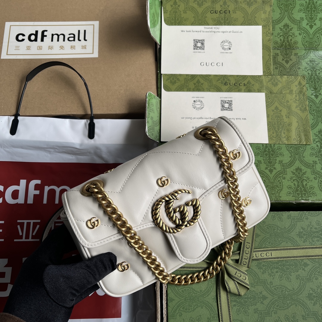 Bagsaaa Gvc*1 Mini Marmont White Leather - 22*13*6cm