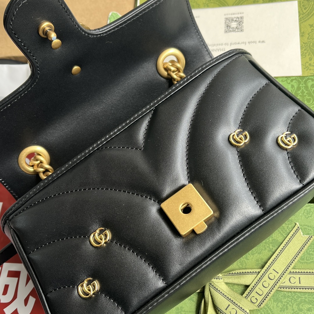 Bagsaaa Gvc*1 Mini Marmont Black Leather - 22*13*6cm