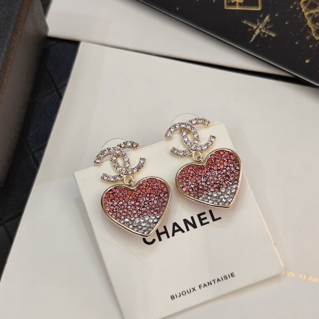 Bagsaaa Heart Pink Drop Earrings