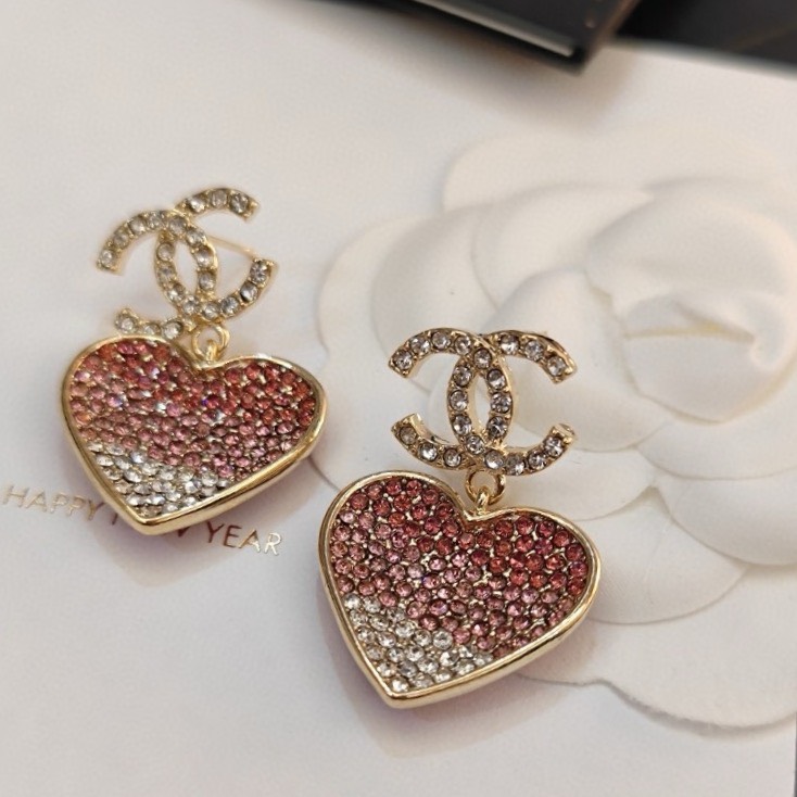 Bagsaaa Heart Pink Drop Earrings