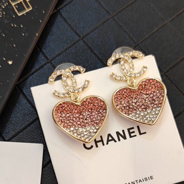 Bagsaaa Heart Pink Drop Earrings