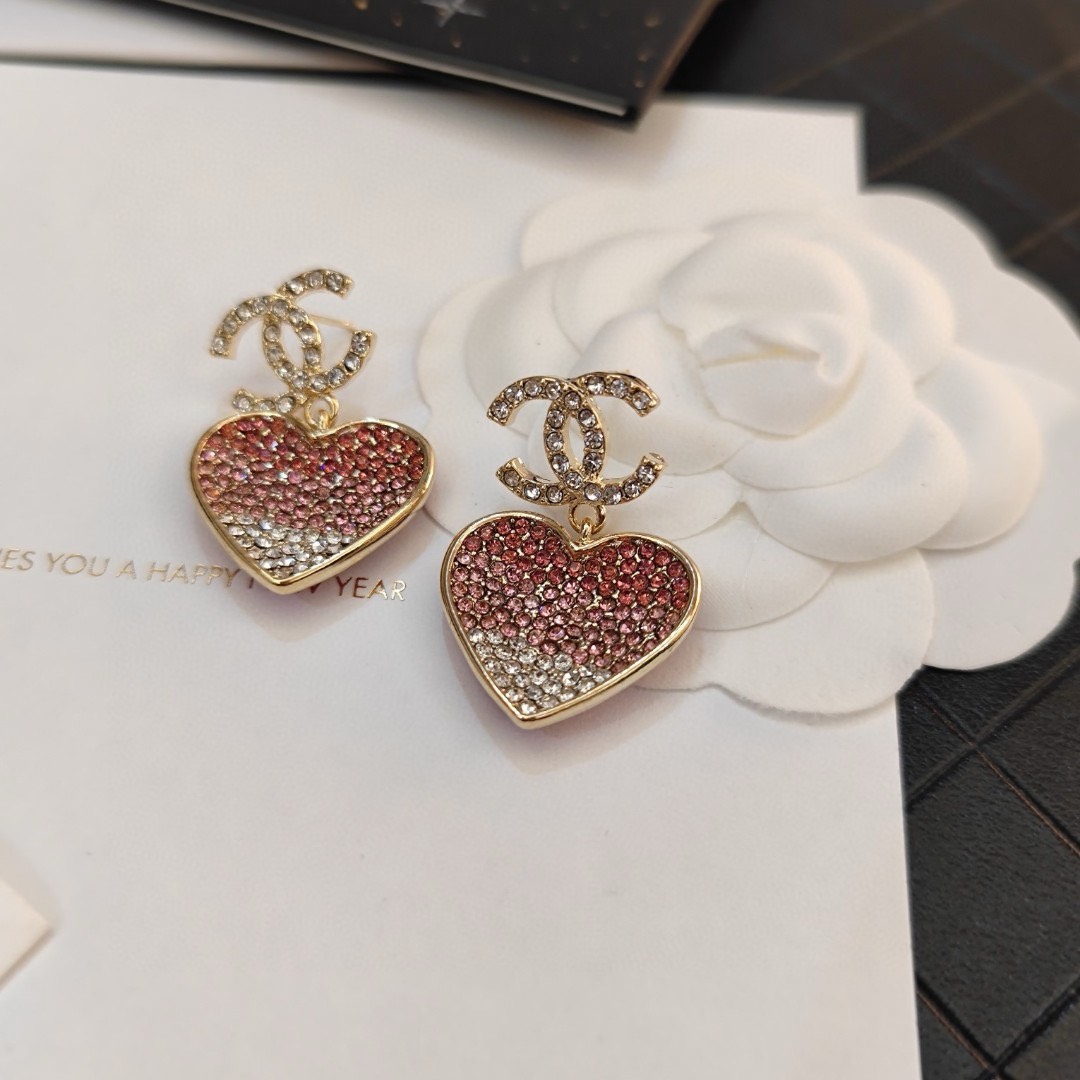 Bagsaaa Heart Pink Drop Earrings
