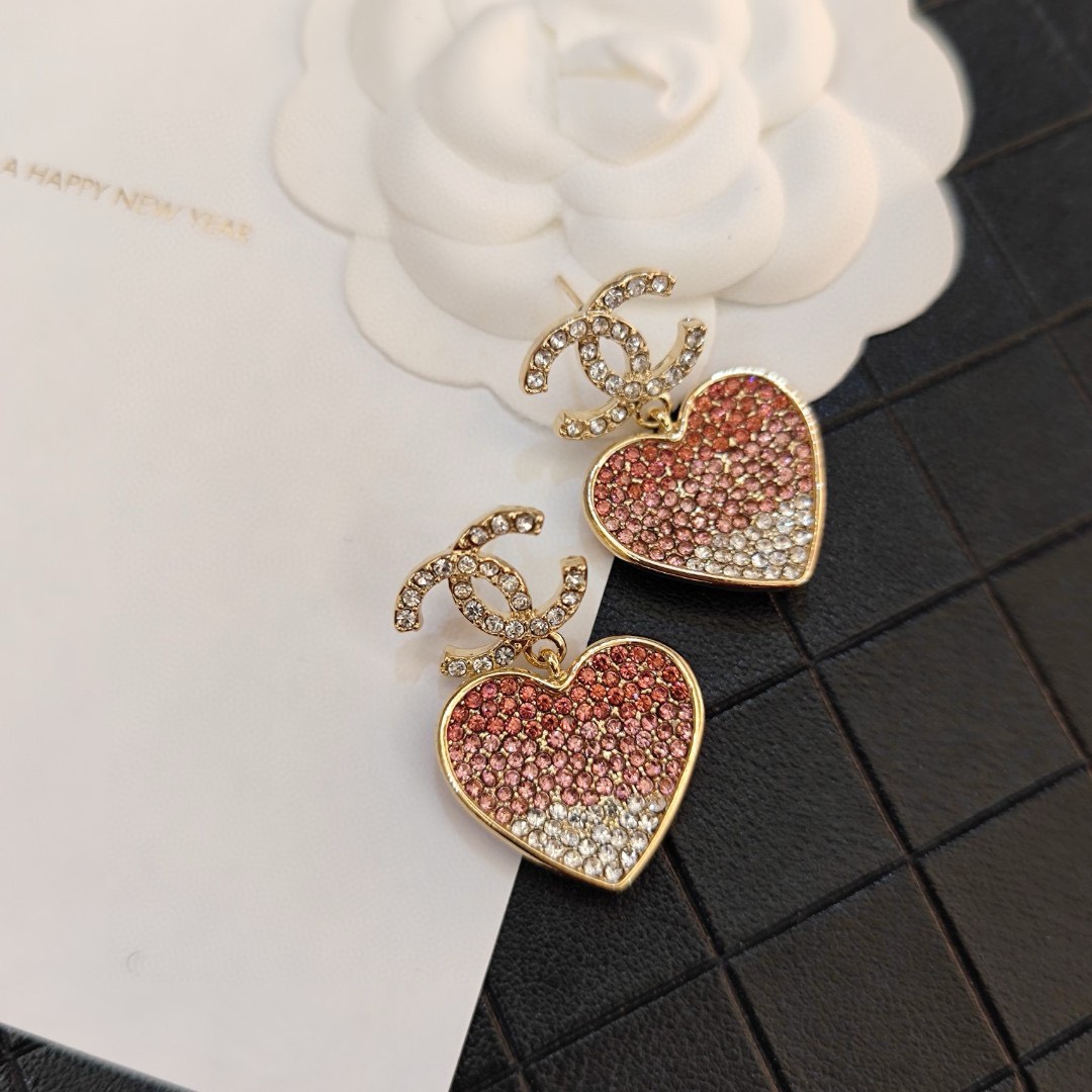 Bagsaaa Heart Pink Drop Earrings