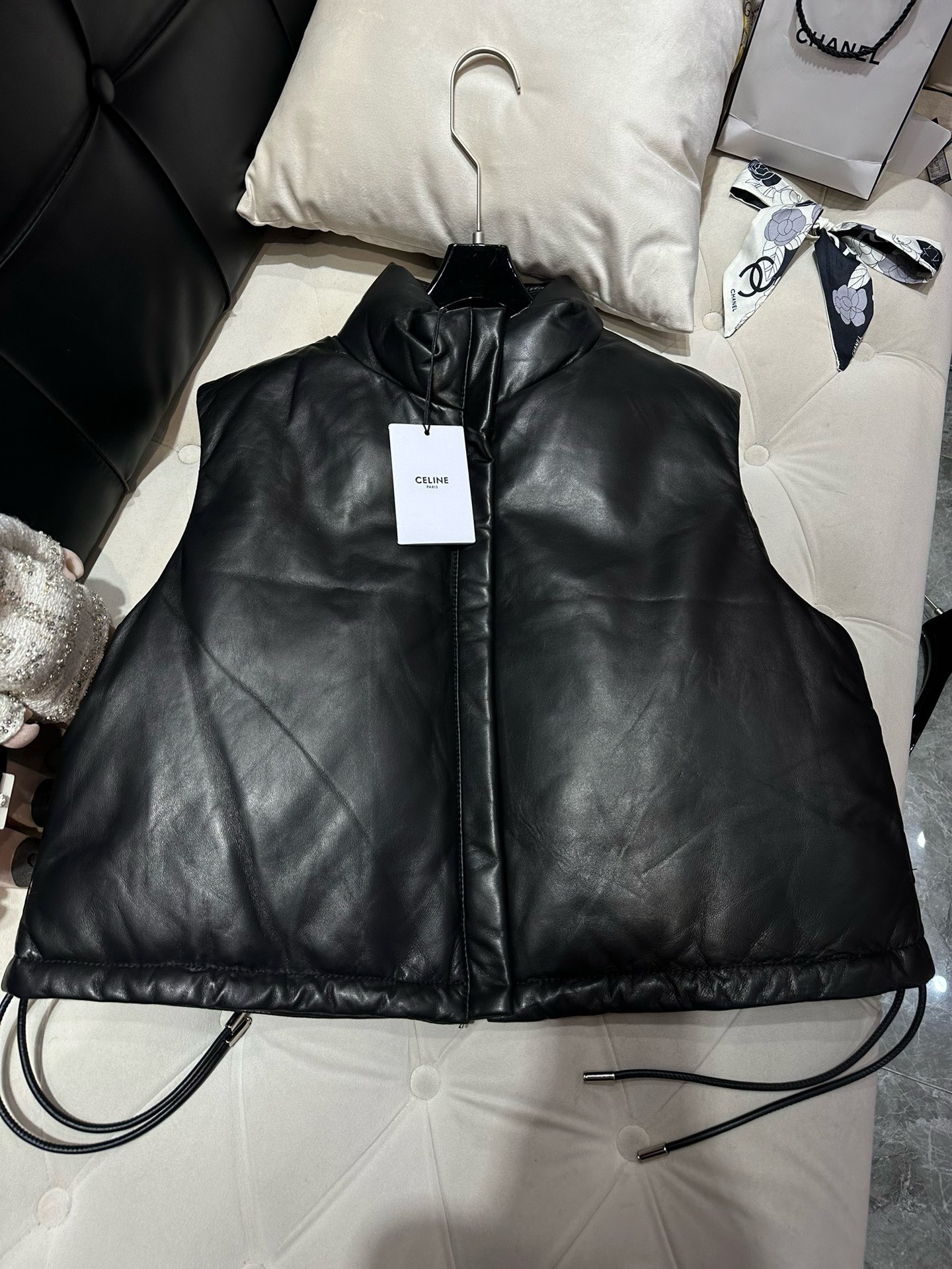 Bagsaaa Ce1i*e Leather Down Black Jacket
