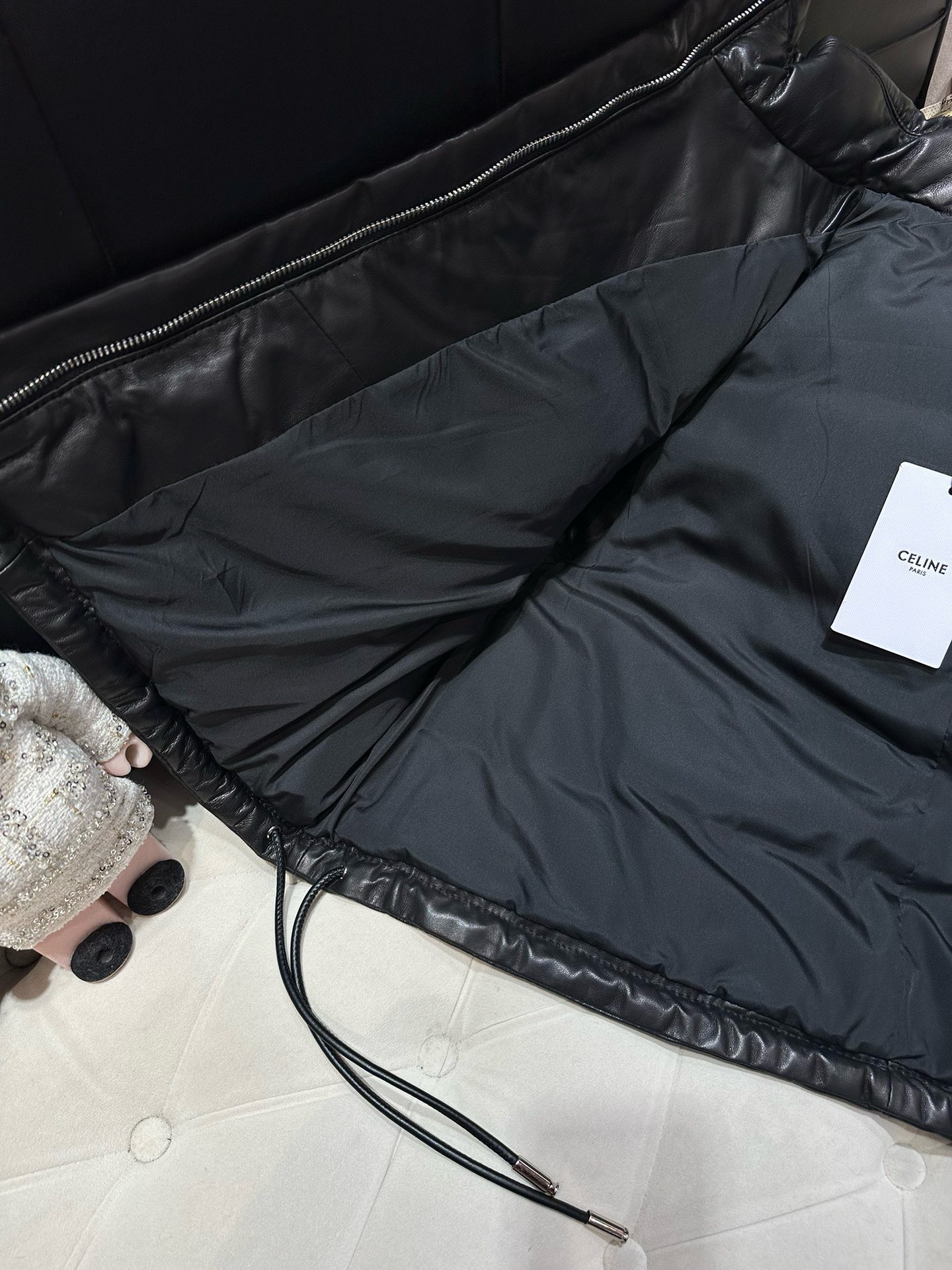 Bagsaaa Ce1i*e Leather Down Black Jacket
