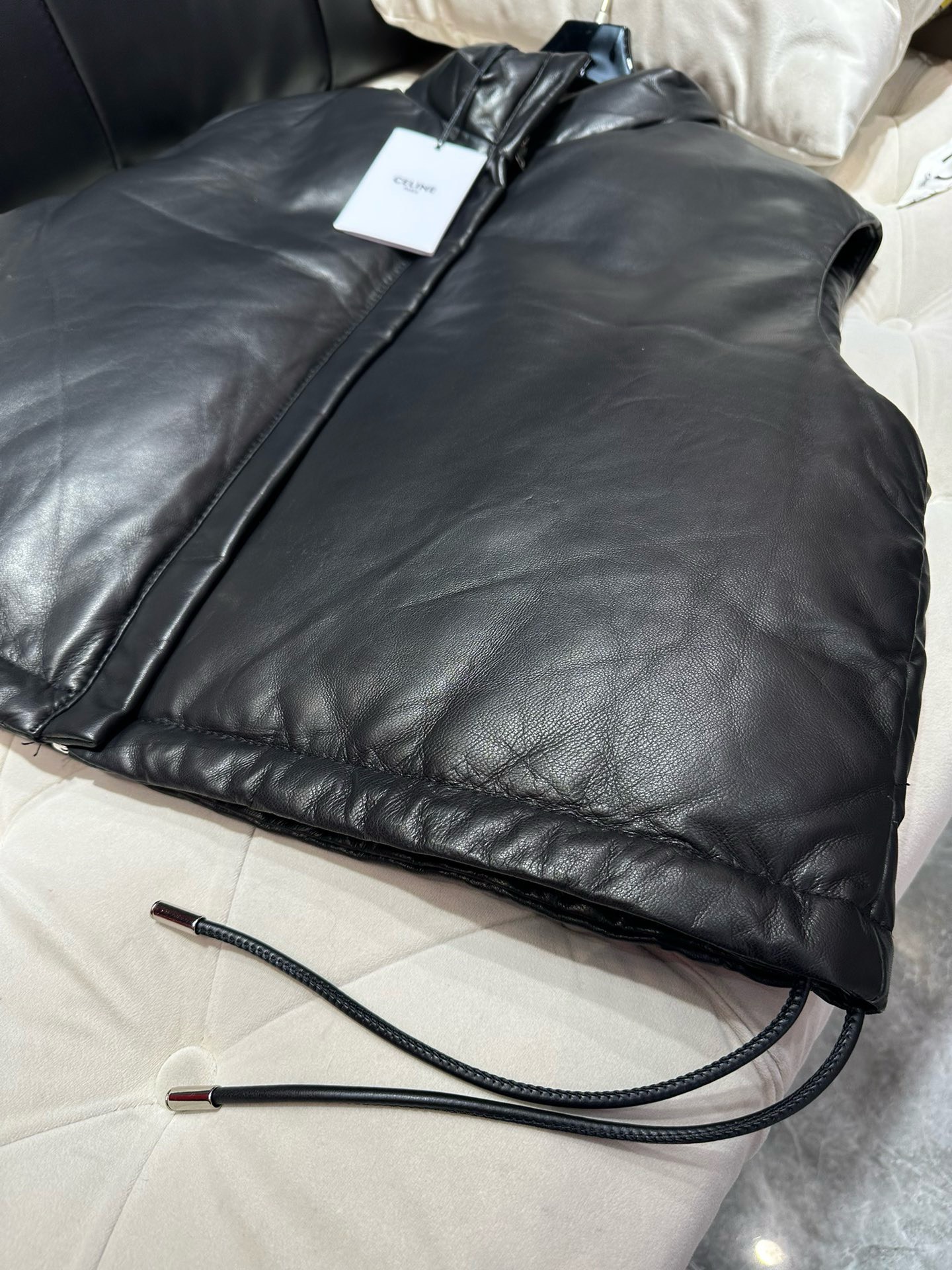 Bagsaaa Ce1i*e Leather Down Black Jacket