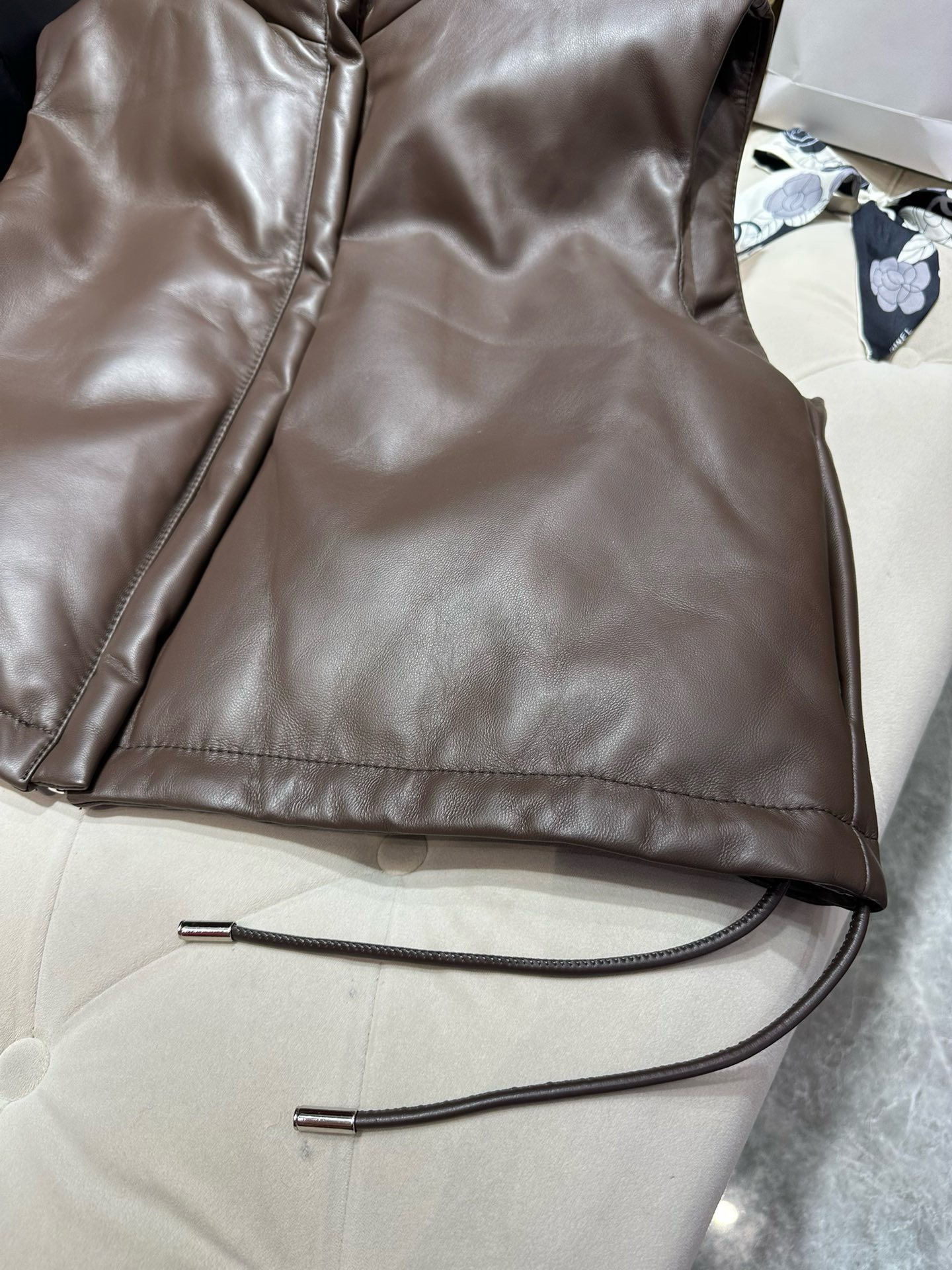 Bagsaaa Ce1i*e Leather Down Brown Jacket