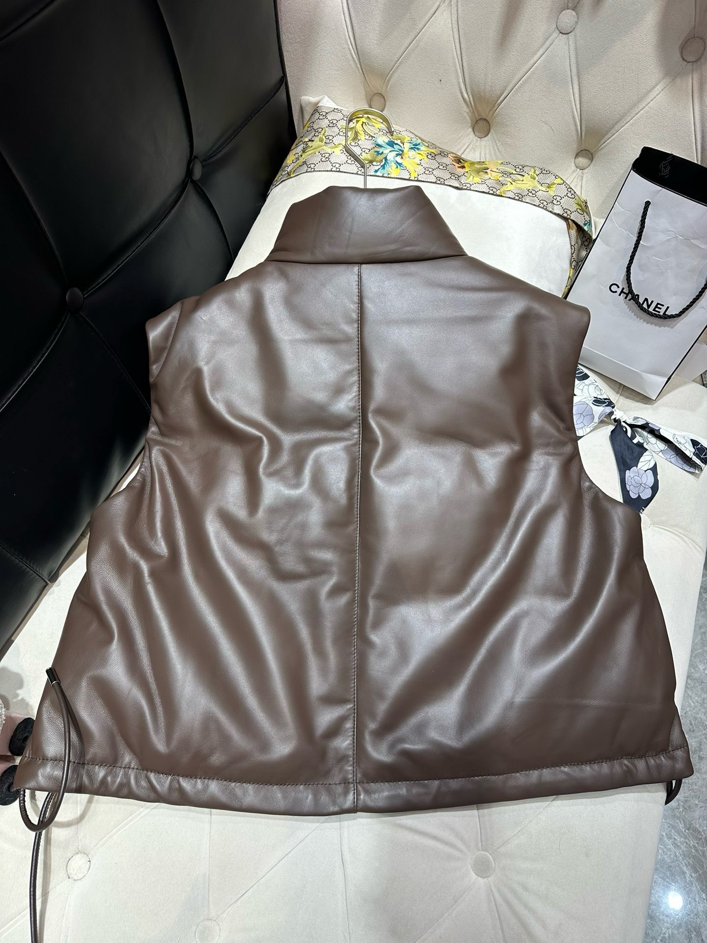 Bagsaaa Ce1i*e Leather Down Brown Jacket