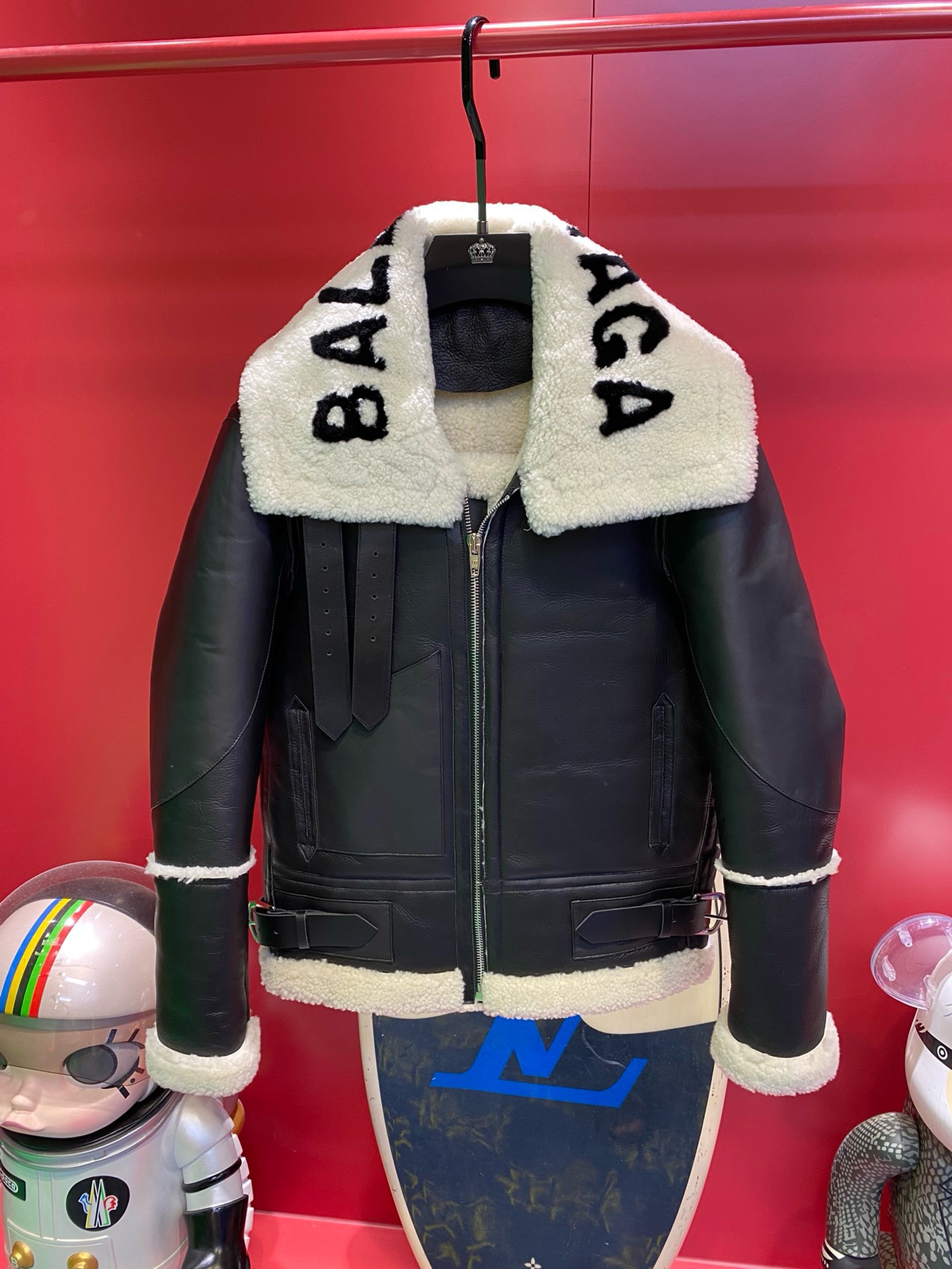 Bagsaaa Ba1en*iaga Biker Jacket Black Leather 