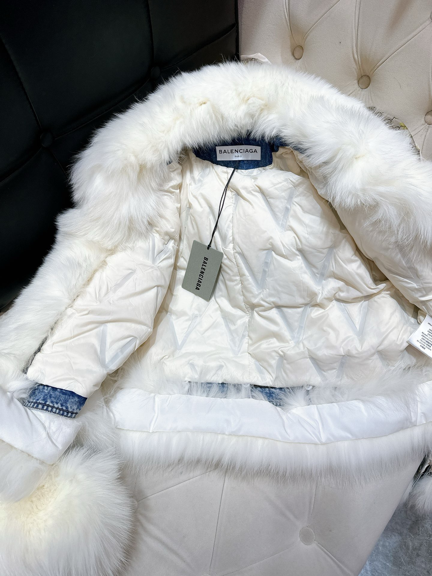 Bagsaaa Ba1en*iaga Biker Jacket Denim With Shearling