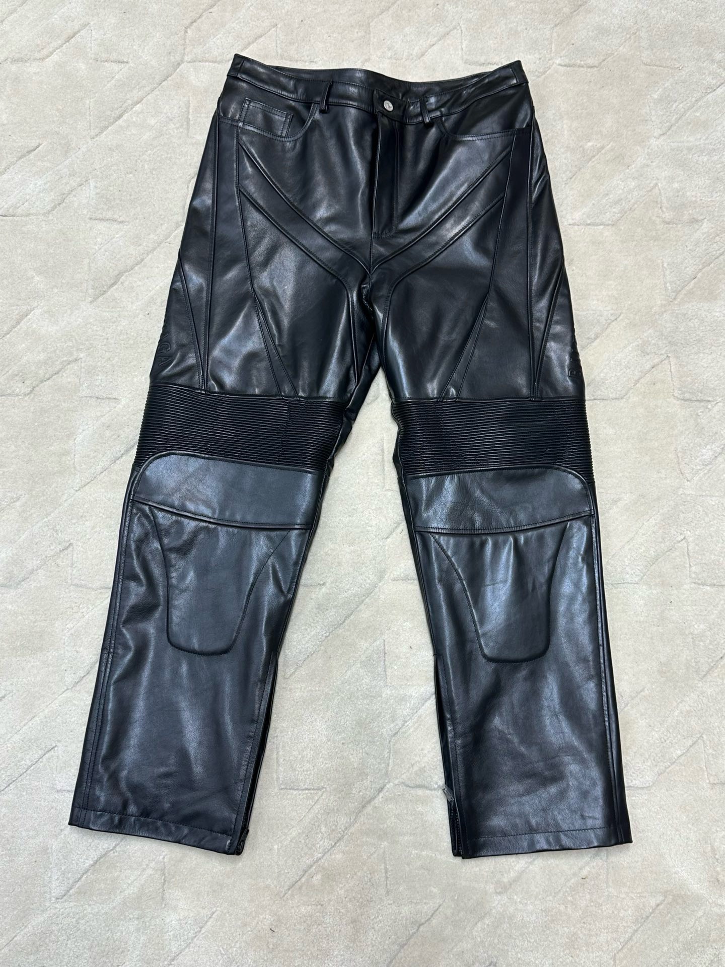 Bagsaaa Ba1en*iaga Biker Leather Pant In Black