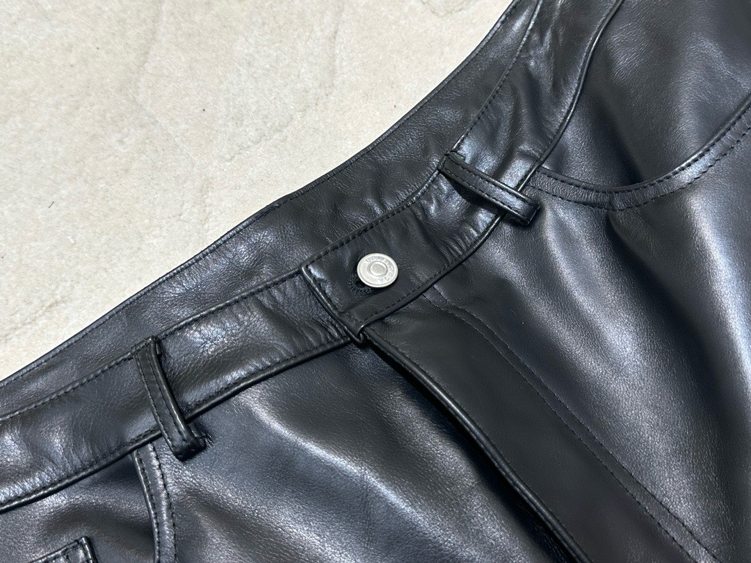 Bagsaaa Ba1en*iaga Biker Leather Pant In Black