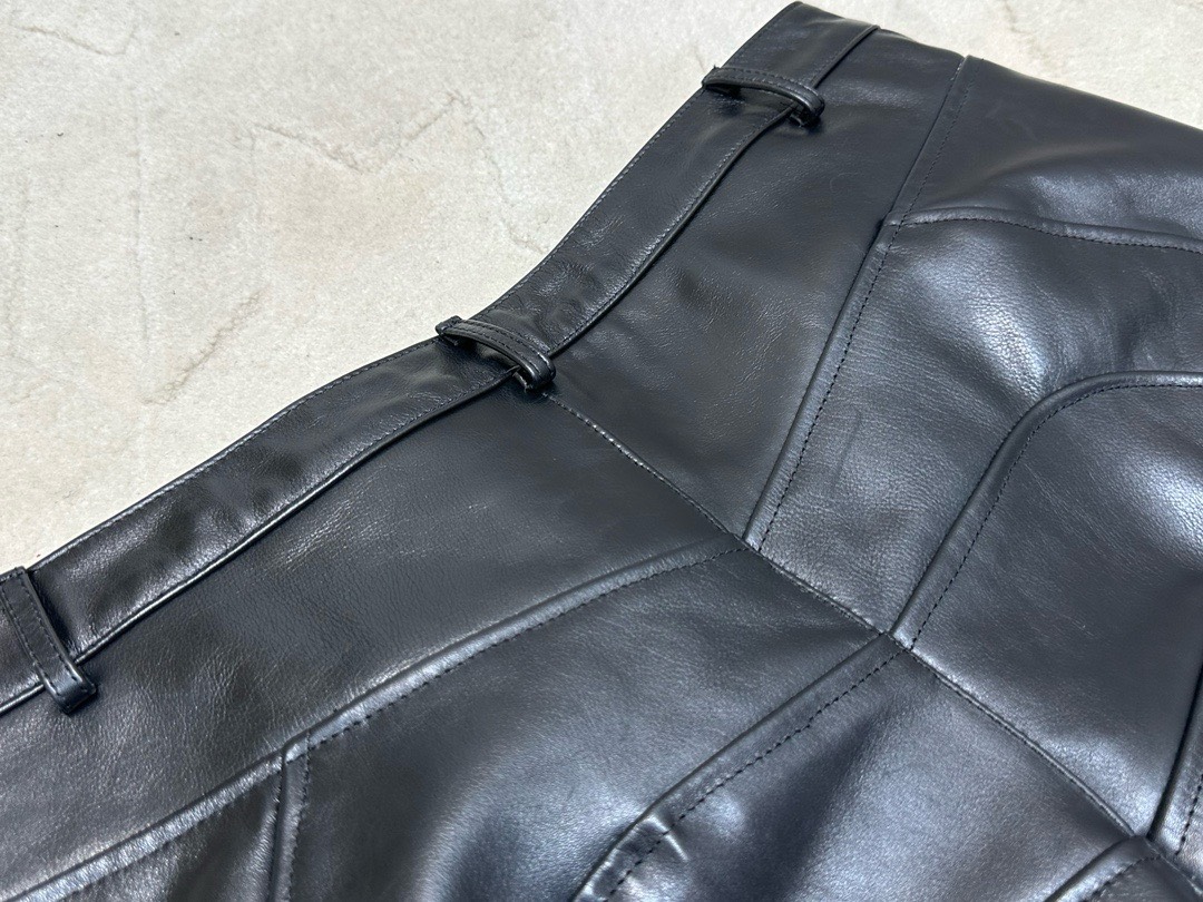 Bagsaaa Ba1en*iaga Biker Leather Pant In Black