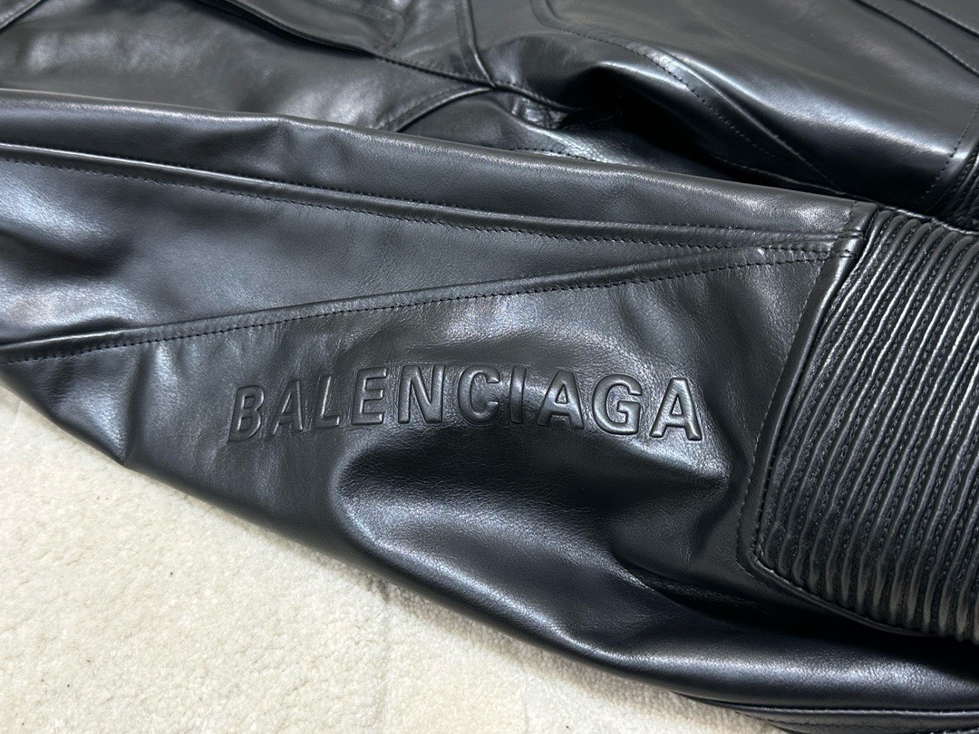 Bagsaaa Ba1en*iaga Biker Leather Pant In Black