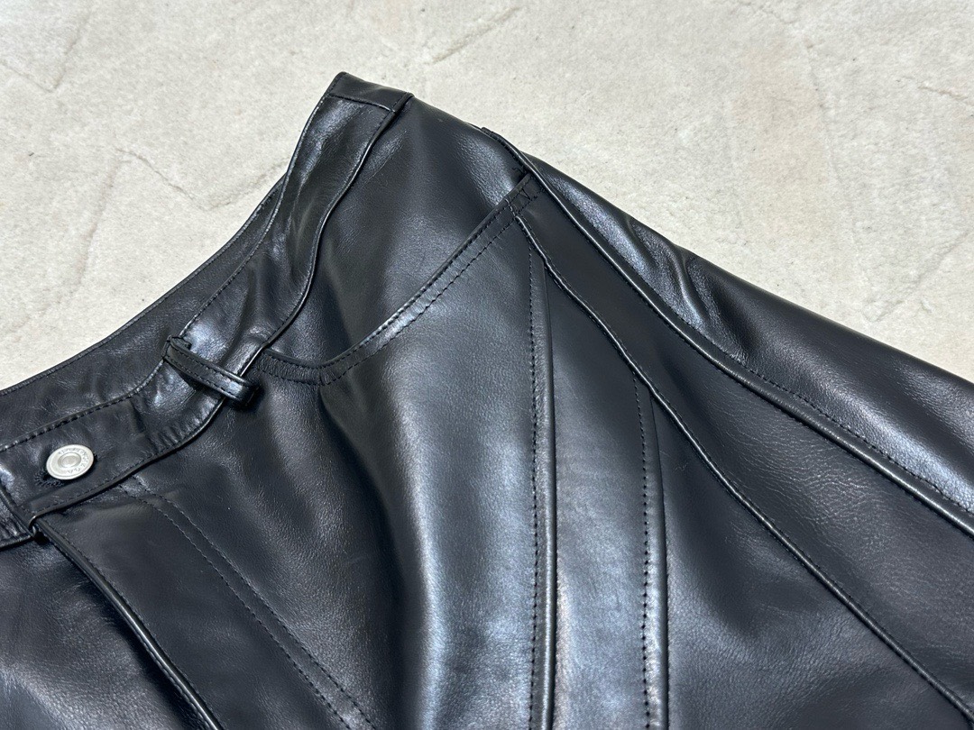 Bagsaaa Ba1en*iaga Biker Leather Pant In Black