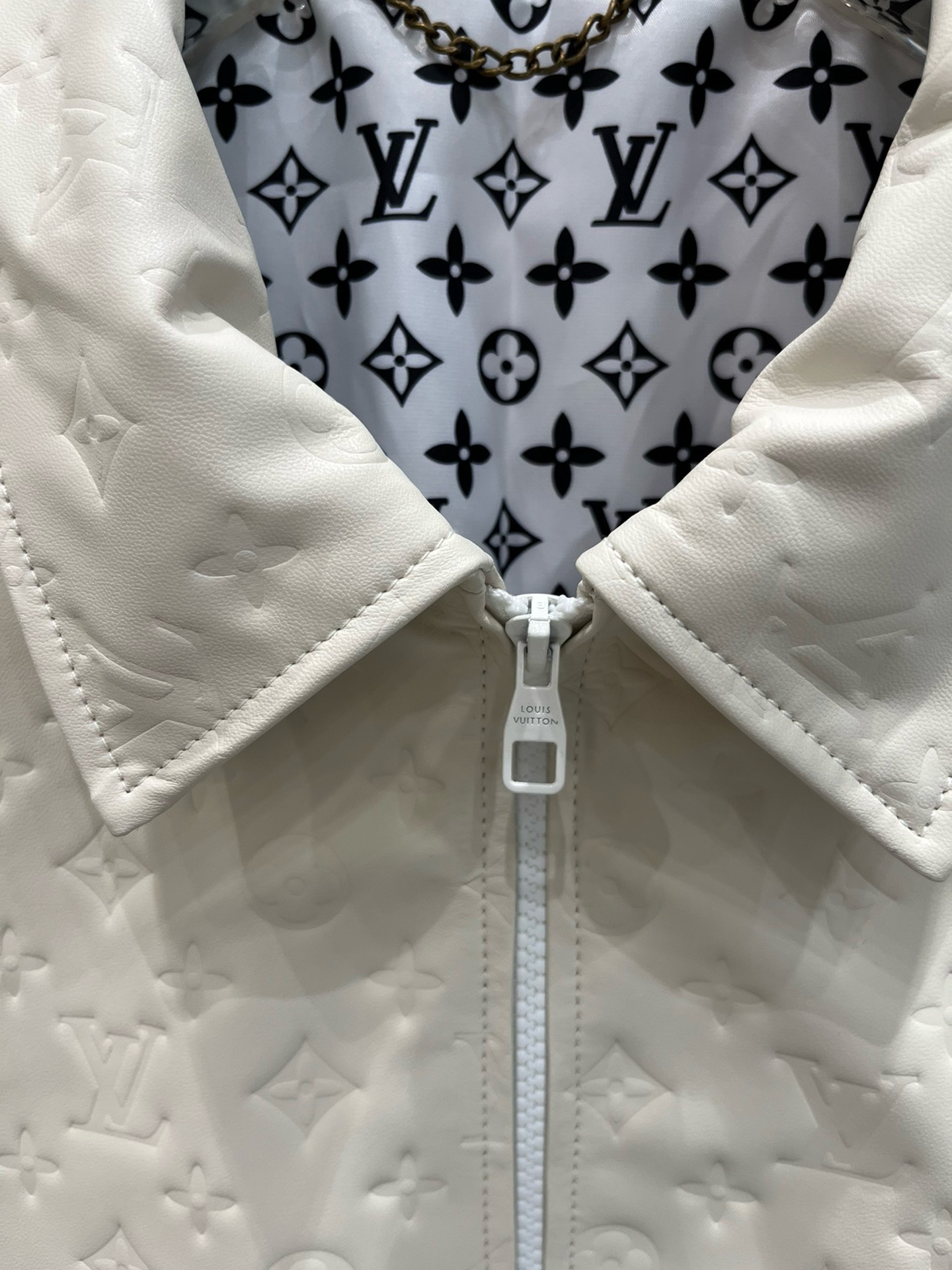 Bagsaaa L0vis Vvtt0n Monogram Leather Jacket in white