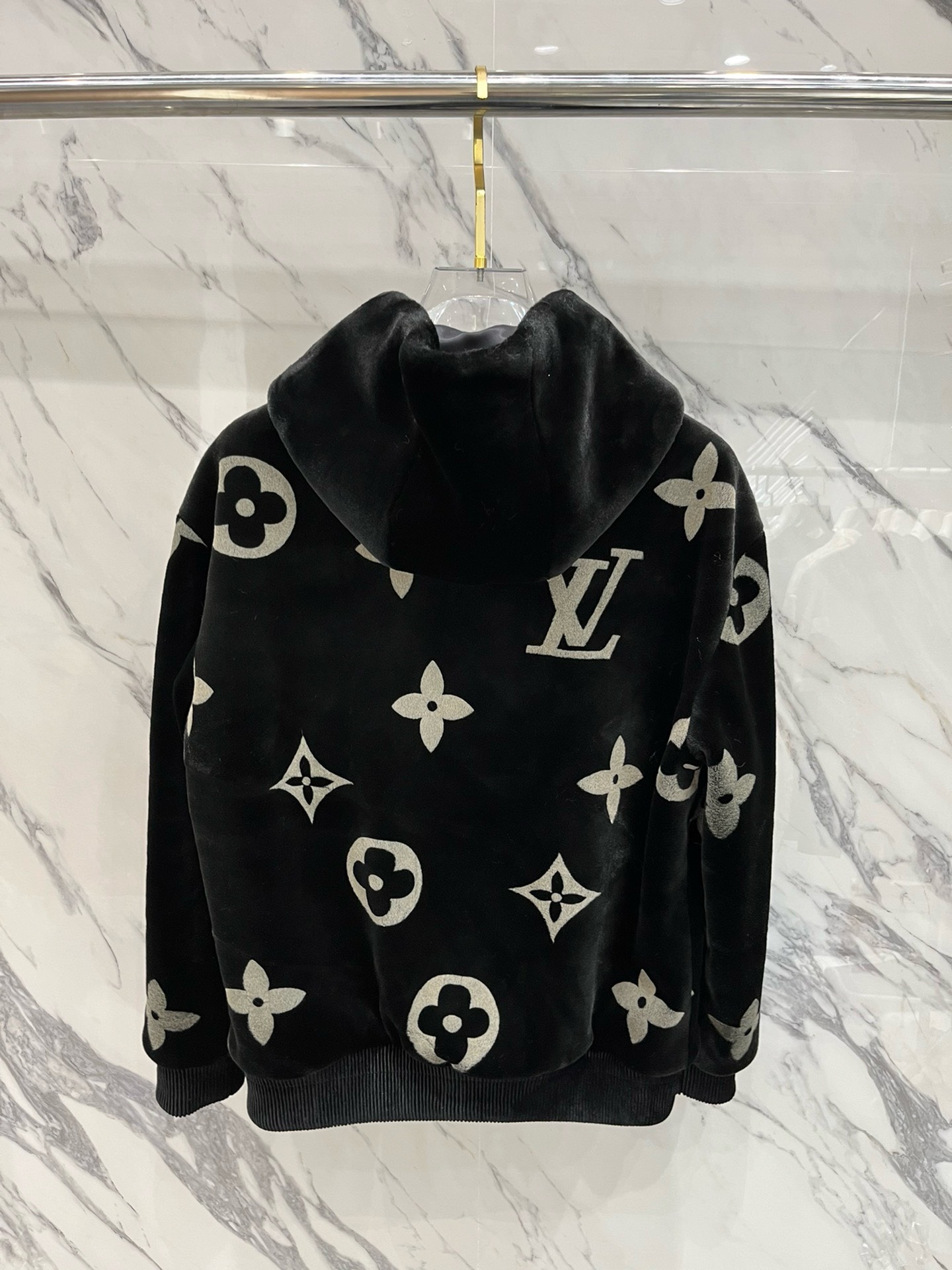Bagsaaa L0vis Vvtt0n Monogram Mink Fur Zipped Hoodie