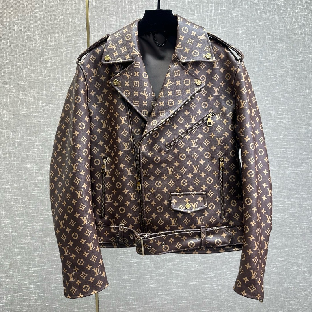 Bagsaaa L0vis Vvtt0n Biker Leather Monogram Jacket In Brown