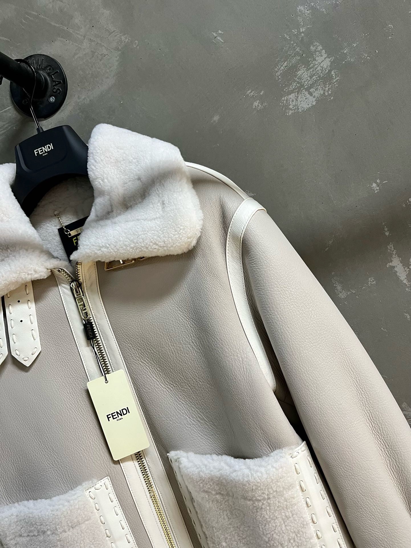 Bagsaaa F**di White Shearling Jacket