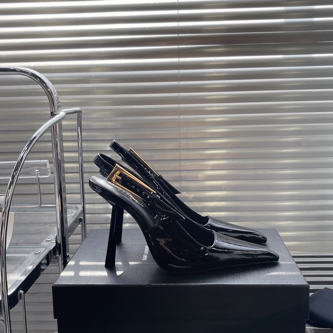 Bagsaaa Y51 Patent Leather Black Thin Heeled