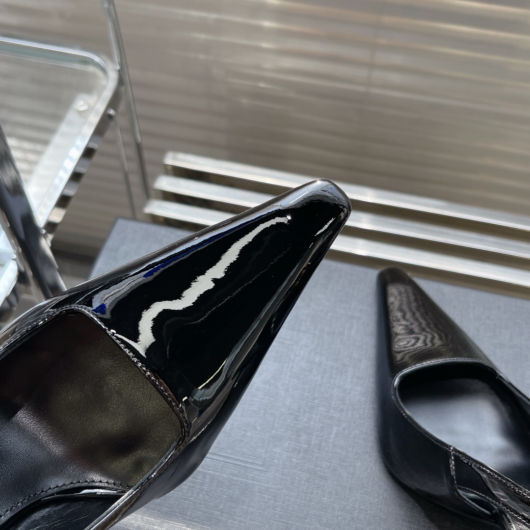 Bagsaaa Y51 Patent Leather Black Thin Heeled