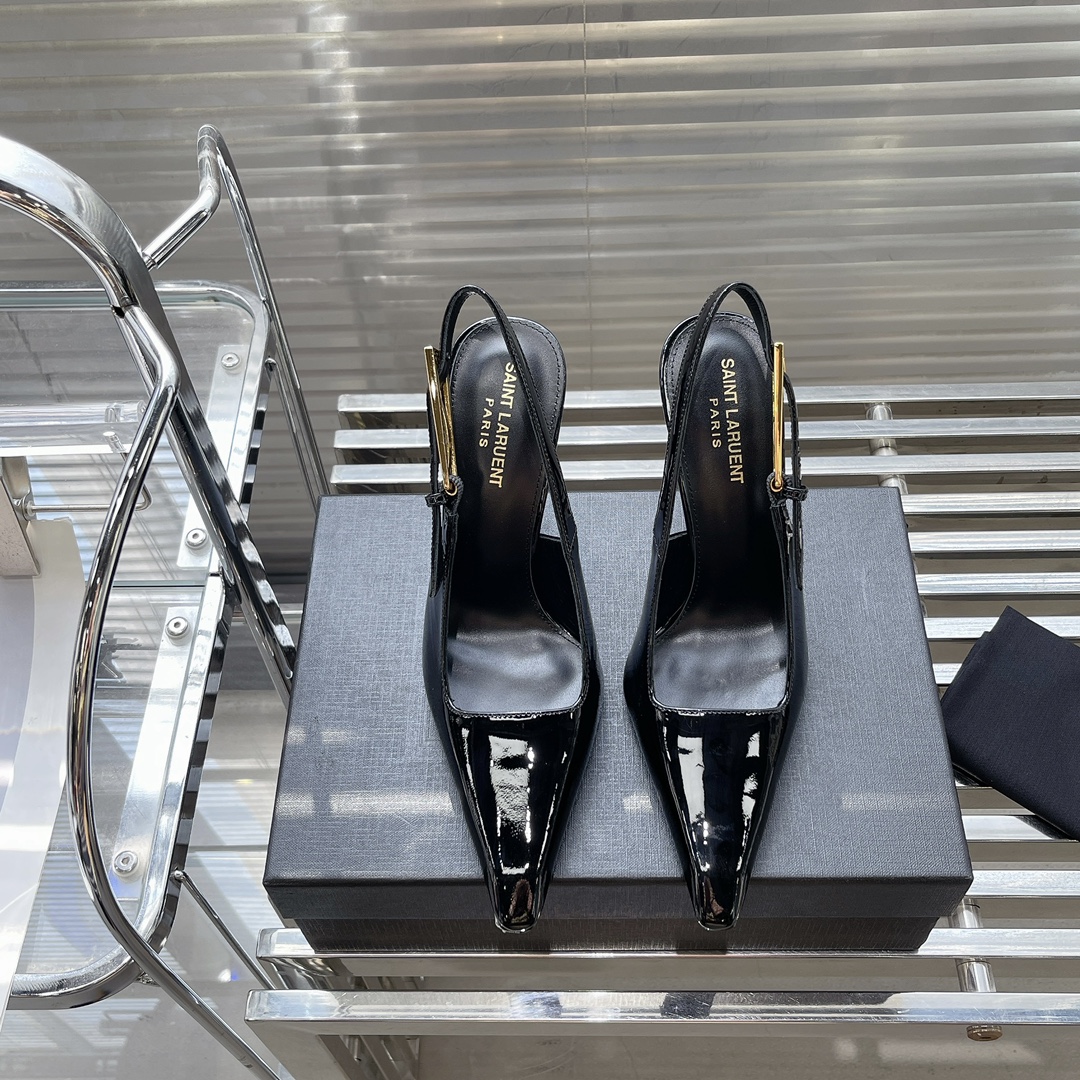Bagsaaa Y51 Patent Leather Black Thin Heeled