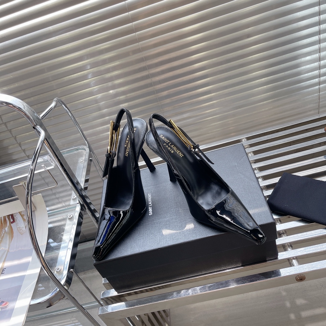 Bagsaaa Y51 Patent Leather Black Thin Heeled