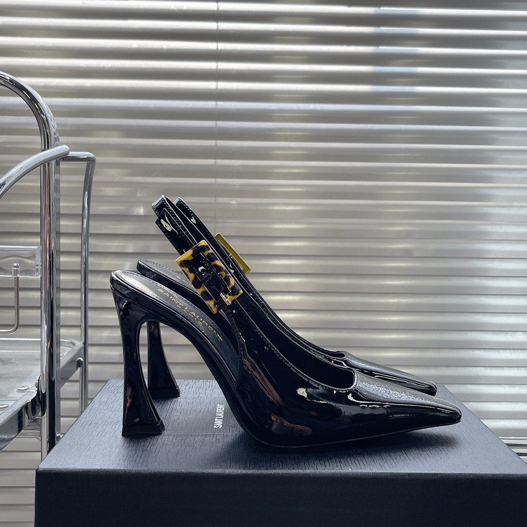 Bagsaaa Y51 Patent Leather Black Thick Heeled