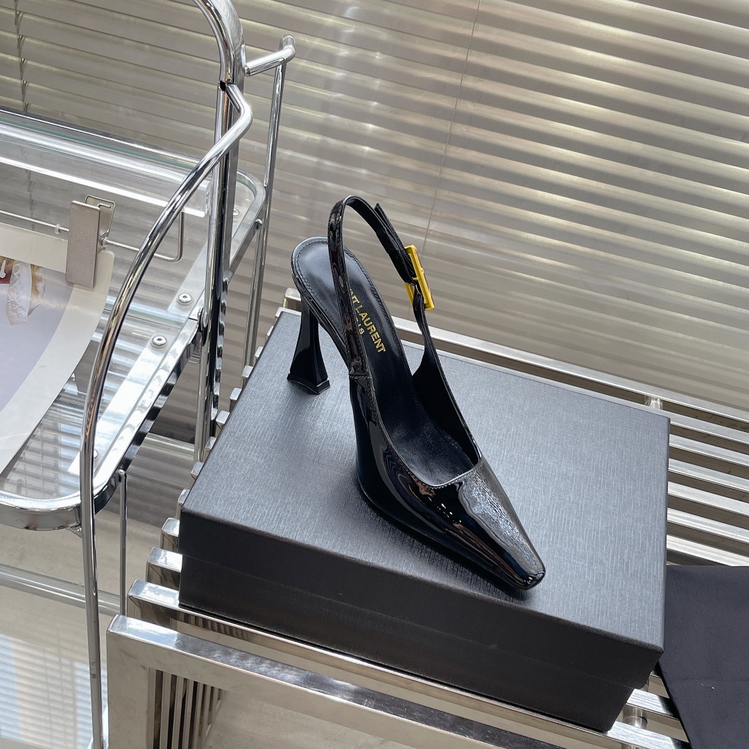 Bagsaaa Y51 Patent Leather Black Thick Heeled