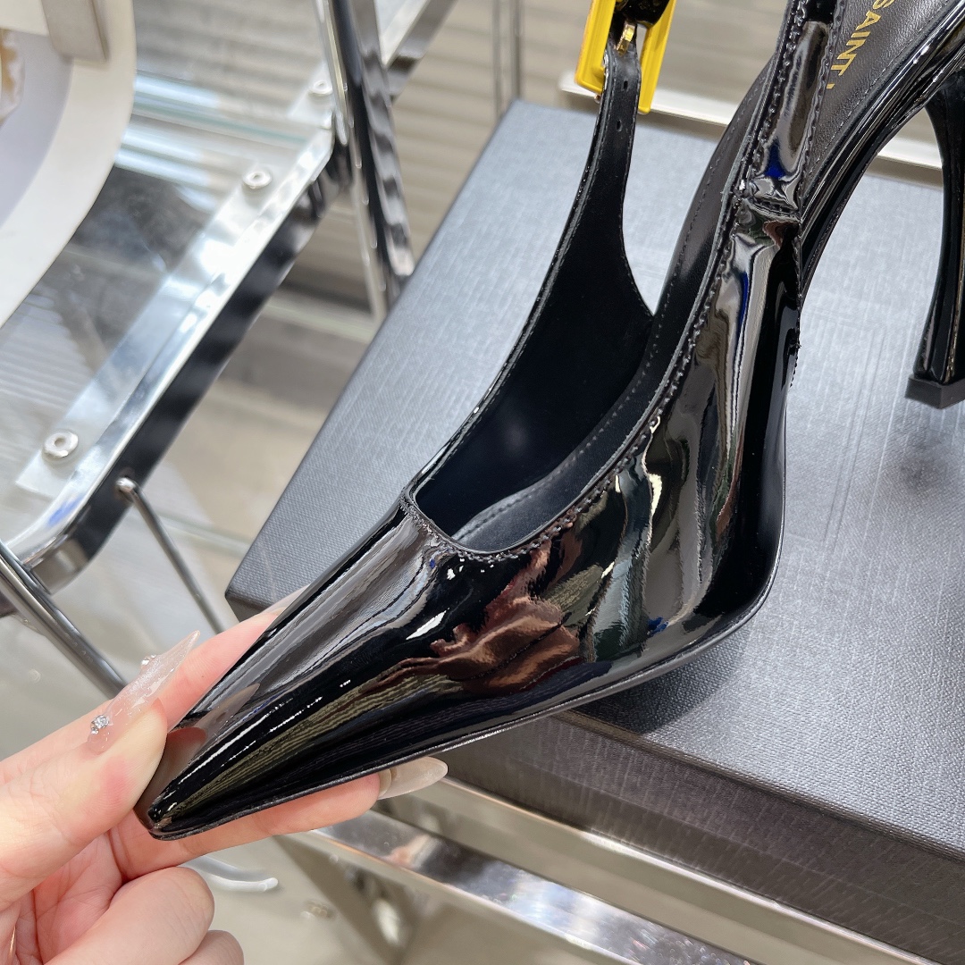 Bagsaaa Y51 Patent Leather Black Thick Heeled