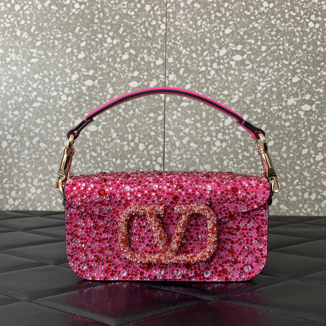 Bagsaaa Va1e*ntin0 Garavani Mini loco Pink crystal - 19x10.5x5cm
