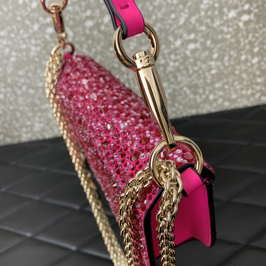 Bagsaaa Va1e*ntin0 Garavani Mini loco Pink crystal - 19x10.5x5cm